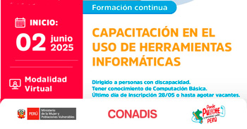 Curso online gratis "Uso de herramientas informáticas" del MIMP Conadis