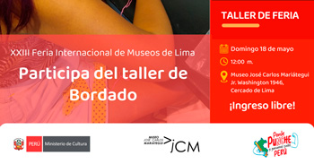 Taller presencial "Bordado"  del Museo José Carlos Mariátegui