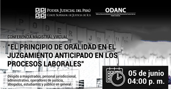  Conferencia online "El principio de oralidad en el juzgamiento anticipado en los procesos laborales"