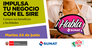 Evento online gratis "Impulsa tu negocio con el SIRE conoce sus beneficios y facilidades" de la SUNAT