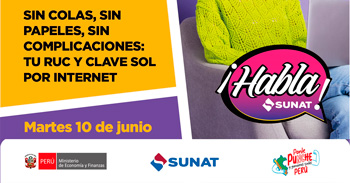  Evento online gratis "Sin colas, sin papeles, sin complicaciones: tu ruc y clave sol por internet" de la SUNAT