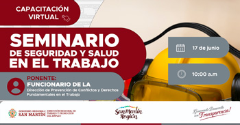  Seminario virtual gratuito de "Seguridad y Salud en el Trabajo" de la DRTPE  de San Martín