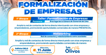  Taller presencial gratuito "Formalización de Empresas" de la Municipalidad de Los Olivos