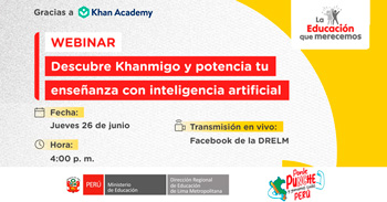Webinar online gratis "Descubre Khanmigo y potencia tu enseñanza con inteligencia artificaial" del Minedu