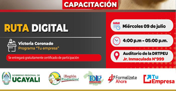  Capacitación presencial gratis  "Ruta Digital"  de la DRTPE Ucayali