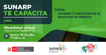  Capacitación online gratis "División y partición en el registro de predios" de la SUNARP