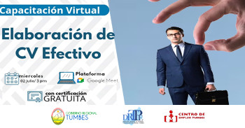  Capacitación online gratis "Elaboración de CV Efectivo" de la DRTPE Tumbes