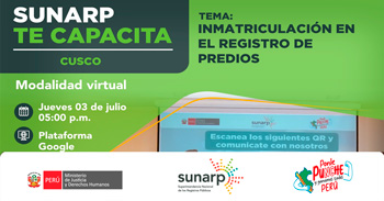  Capacitación online gratis"Inmatriculación en el Registro de Predios" de la SUNARP