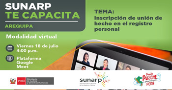 Capacitación online gratis "Inscripción de unión de hecho en el registro personal" de la SUNARP