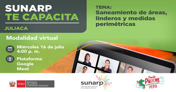 Capacitación online gratis "Saneamiento de áreas, linderos y medidas perimétricas" de la SUNARP
