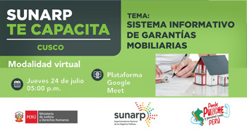 Capacitación online gratis "Sistema Informativo de Garantías Mobiliarias" de la SUNARP