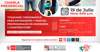 Charla presencial "Coaching topográfico para estudiantes y nuevos profesionales en ingeniería y construcción" 
