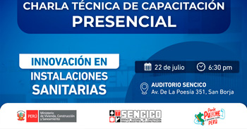 Charla presencial sobre "Innovación en instalaciones sanitarias" del SENCICO