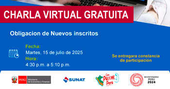 Charla online "Obligacion de Nuevos inscritos" de la SUNAT