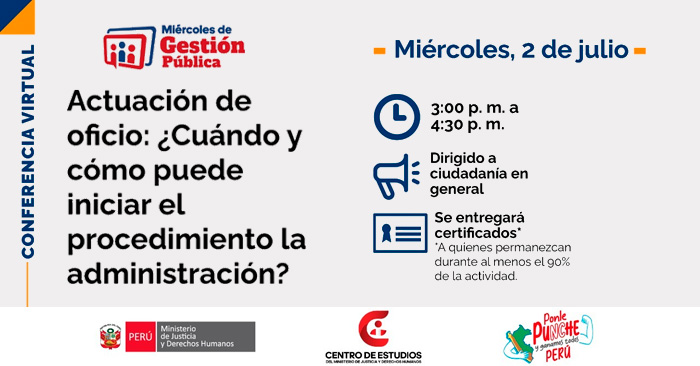 Conferencia online "Actuación de oficio: ¿Cuándo y cómo puede iniciar el procedimiento la administración?" 