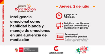Conferencia online "Inteligencia emocional como habilidad blanda y manejo de emociones" del MINJUSDH