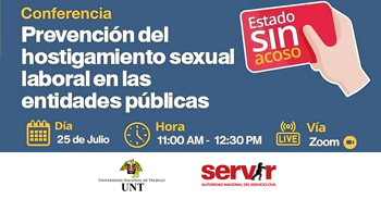 Conferencia online "Prevención del hostigamiento sexual laboral en las entidades públicas" del SERVIR