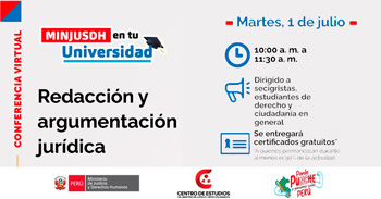 Conferencia online "Redacción y Argumentación Jurídica" del MINJUSDH