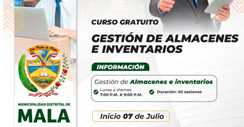  Curso online gratis de "Gestión de almacenes e inventarios" de la Municipalidad de Mala