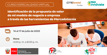  Curso online "Propuesta de valor y mercadotecnia en mi modelo de negocio" de la CITEforestal Pucallpa