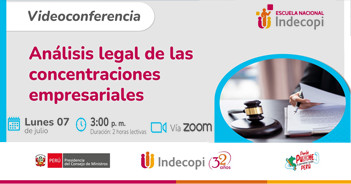 Videoconferencia online gratis "Análisis legal de las concentraciones empresariales" de INDECOPI