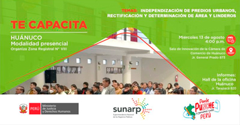 Capacitación presencial gratis Independización de predios urbanos, rectificación y determinación de área y linderos