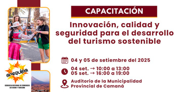  Capacitación Presencial gratis Innovación, Calidad y Seguridad para el Desarrollo del Turismo Sostenible