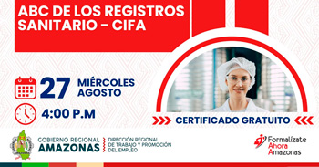 Capacitación online gratis "ABC de los registros sanitarios - CIFA" de la DRTPE Amazonas