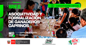 Capacitación online gratis "Asociatividad y formalización de ganaderos caprinos" del INIA