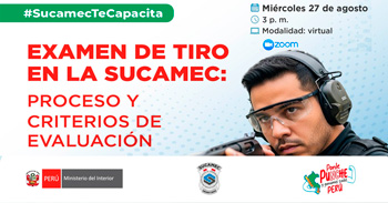 Capacitación online gratis "Examen de tiro en la Sucamec: proceso y criterios de evaluación" del Sucamec Perú