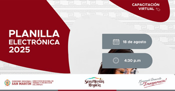Capacitación online gratis "Planilla electrónica 2025"  de la DRTPE  de San Martín