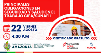 Capacitación online gratis "Principales obligaciones en seguridad y salud en el trabajo CIFA/SUNAFIL"