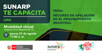 Capacitación online "Recurso de apelación en el procedimiento registral" de la SUNARP