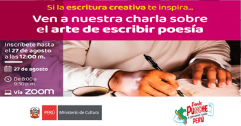 Charla "Escritura creativa: Claves y recomendaciones para la creación de poesía" del Ministerio de Cultura