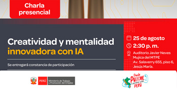 Charla presencial gratis sobre "Creatividad y mentalidad innovadora con IA" del MTPE