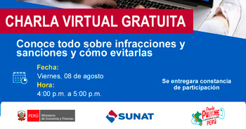 Charla online "Conoce todo sobre infracciones y sanciones y cómo evitarlas" de la SUNAT
