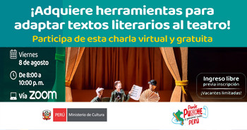 Charla online gratis "Claves y recomendaciones para la adaptación de textos literarios a guiones de teatro" 
