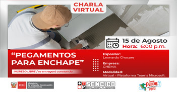 Charla online gratis sobre "Pegamentos para enchape" del Sencico 