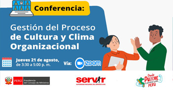 Conferencia online "Gestión del Proceso de Cultura y Clima Organizacional" del Servir Perú
