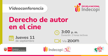  Conferencia online gratis "Derecho de autor en el cine" del INDECOPI