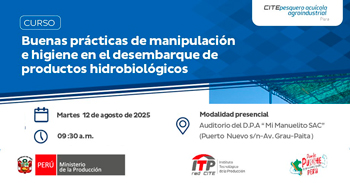 Curso presencial "Buenas prácticas de manipulación e higiene en el desembarque de productos hidrobiológicos"