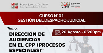 Curso online "Dirección de Audiencias en el CPP (Procesos Especiales)"  Corte Superior de Justicia de Ayacucho