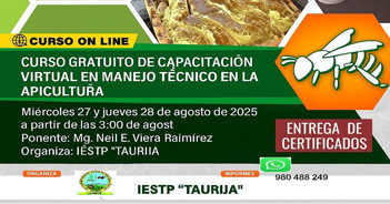 Curso online gratis de "Manejo Técnico en la Apicultura" del Iestp Taurija