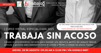  Curso online gratis "Trabaja sin acoso" de la DRTPE de Ica