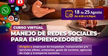 Curso online "Manejo de Redes Sociales para Emprendedores" de la DIRCETUR Puno