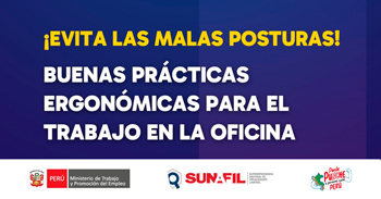 Evento online gratis "Buenas practicas ergonómicas para el trabajo en la oficina"  de la SUNAFIL