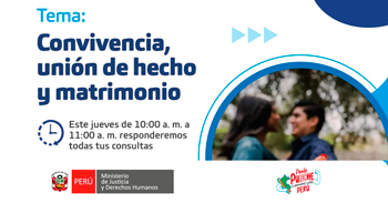 Evento online gratis "Convivencia, unión de hecho y matrimonio"del MINJUSDH