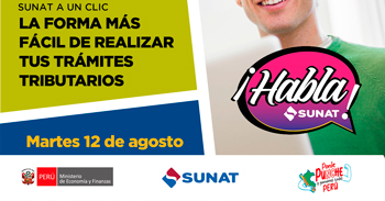 Evento online gratis "SUNAT a un clic la forma más fácil de realizar tus trámites tributarios" de la SUNAT