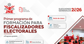 Programa gratuito de "Formación para Fiscalizadores Electorales" del JNE