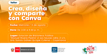 Taller presencial gratis "Crea, diseña y comparte con Canva" de la BNP